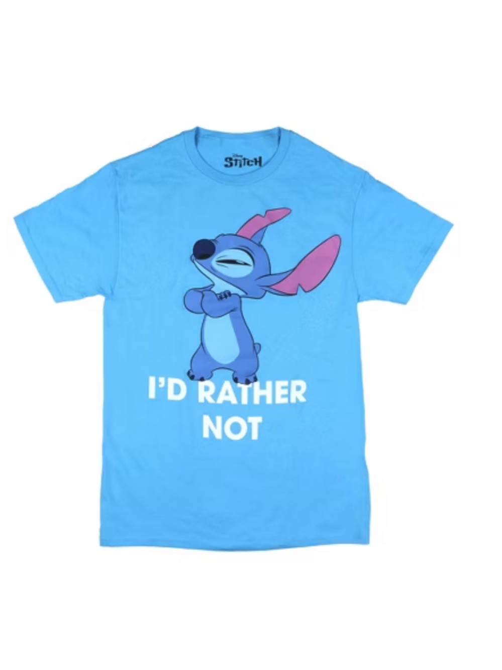 Disney Stitch "ID RATHER NOT" Short Sleeve Tee - Light Blue size 3XL